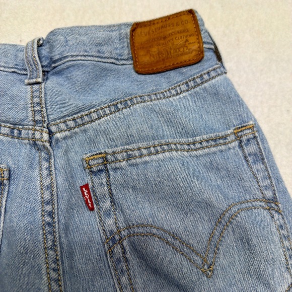 Levi's Premium High Loose Wide Leg Denim Jeans Big E Light Blue Women's 25 - Picture 4 of 15